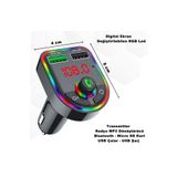 Caraks Çakmaklık Rgb Işıklı Radyo Mp3 Dönüştürücü Transmitter Bluetooth-Micro Sd Kart-Usb Çalar - USB Şarj