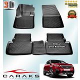 Caraks Peugeot 3008 2016-2020 Arası Siyah 4 Parça 3D Havuzlu Paspas