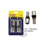 caralp Carub Düz-Çakarlı Park Stop Sinyal Ampulü Tek Duy 12 Led Fren Lambası 12V 93 Turuncu