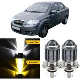 Caralp Chevrolet Aveo 2006-2011 Uyumlu Mercekli Far Ampulü LED Xenon Çift Renk Sarı-Beyaz Far Şimşek Etkili Csp LED Lamba Uzun Kısa 2 Adet Takım - Sarı - Beyaz