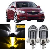 Caralp Chevrolet Cruze 2008-2016 Uyumlu Mercekli Far Ampulü LED Xenon Çift Renk Sarı-Beyaz Far Şimşek Etkili Csp LED Lamba Uzun Kısa 2 Adet Takım - Sarı - Beyaz