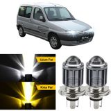 Caralp Citroen Berlingo Mk1 1996-2008 Uyumlu Mercekli Far Ampulü LED Xenon Çift Renk Sarı-Beyaz Far Şimşek Etkili Csp LED Lamba Uzun Kısa 2 Adet Takım - Sarı - Beyaz