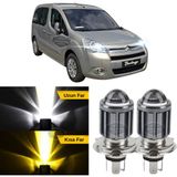 Caralp Citroen Berlingo Mk2 2009-2018 Uyumlu Mercekli Far Ampulü LED Xenon Çift Renk Sarı-Beyaz Far Şimşek Etkili Csp LED Lamba Uzun Kısa 2 Adet Takım - Sarı - Beyaz