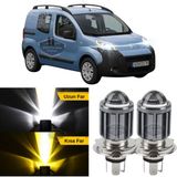Caralp Citroen Nemo 2008-2022 Uyumlu Mercekli Far Ampulü LED Xenon Çift Renk Sarı-Beyaz Far Şimşek Etkili Csp LED Lamba Uzun Kısa 2 Adet Takım - Sarı - Beyaz