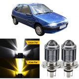 Caralp Citroen Saxo 1996-2005 Uyumlu Mercekli Far Ampulü LED Xenon Çift Renk Sarı-Beyaz Far Şimşek Etkili Csp LED Lamba Uzun Kısa 2 Adet Takım - Sarı - Beyaz