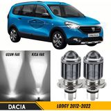 Caralp Dacia Lodgy 2012-2022 Uyumlu Mercekli Far Ampulü LED Xenon Beyaz Renk Far Şimşek Etkili Csp LED Lamba Uzun Kısa 2 Adet Takım