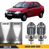 Caralp Dacia Logan 2009-2020 Uyumlu Mercekli Far Ampulü LED Xenon Beyaz Renk Far Şimşek Etkili Csp LED Lamba Uzun Kısa 2 Adet Takım