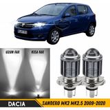 Caralp Dacia Sandero Mk2 Mk2.5 2009-2020 Uyumlu Mercekli Far Ampulü LED Xenon Beyaz Renk Far Şimşek Etkili Csp LED Lamba Uzun Kısa 2 Adet Takım