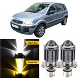 Caralp Ford Fusion 2002-2012 Uyumlu Mercekli Far Ampulü LED Xenon Çift Renk Sarı-Beyaz Far Şimşek Etkili Csp LED Lamba Uzun Kısa 2 Adet Takım - Sarı - Beyaz