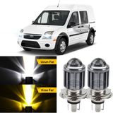 Caralp Ford Transit Connect 2002-2013 Uyumlu Mercekli Far Ampulü LED Xenon Çift Renk Sarı-Beyaz Far Şimşek Etkili Csp LED Lamba Uzun Kısa 2 Adet Takım - Sarı - Beyaz
