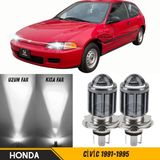 Caralp Honda Civic 1991-1995 Uyumlu Mercekli Far Ampulü LED Xenon Beyaz Renk Far Şimşek Etkili Csp LED Lamba Uzun Kısa 2 Adet Takım