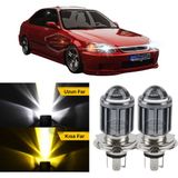 Caralp Honda Civic Ies Ek 1996-2000 Uyumlu Mercekli Far Ampulü LED Xenon Çift Renk Sarı-Beyaz Far Şimşek Etkili Csp LED Lamba Uzun Kısa 2 Adet Takım - Sarı - Beyaz