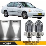 Caralp Honda Civic Vtec1 2001-2004 Makyajsız Kasa Ile Uyumlu Mercekli Far Ampulü LED Xenon Beyaz Renk Far Şimşek Etkili Csp LED Lamba Uzun Kısa 2 Adet Takım