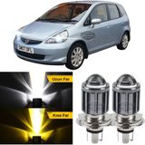 Caralp Honda Jazz 2001-2008 Uyumlu Mercekli Far Ampulü LED Xenon Çift Renk Sarı-Beyaz Far Şimşek Etkili Csp LED Lamba Uzun Kısa 2 Adet Takım - Sarı - Beyaz