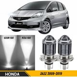 Caralp Honda Jazz 2009-2019 Uyumlu Mercekli Far Ampulü LED Xenon Beyaz Renk Far Şimşek Etkili Csp LED Lamba Uzun Kısa 2 Adet Takım
