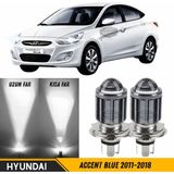 Caralp Hyundai Accent Blue 2011-2018 Uyumlu Mercekli Far Ampulü LED Xenon Beyaz Renk Far Şimşek Etkili Csp LED Lamba Uzun Kısa 2 Adet Takım