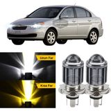 Caralp Hyundai Accent Era 2006-2012 Uyumlu Mercekli Far Ampulü LED Xenon Çift Renk Sarı-Beyaz Far Şimşek Etkili Csp LED Lamba Uzun Kısa 2 Adet Takım - Sarı - Beyaz