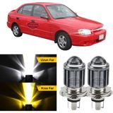 Caralp Hyundai Accent Milenyum 2000-2003 Uyumlu Mercekli Far Ampulü LED Xenon Çift Renk Sarı-Beyaz Far Şimşek Etkili Csp LED Lamba Uzun Kısa 2 Adet Takım - Sarı - Beyaz
