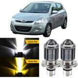 Caralp Hyundai I20 2008-2014 Uyumlu Mercekli Far Ampulü LED Xenon Çift Renk Sarı-Beyaz Far Şimşek Etkili Csp LED Lamba Uzun Kısa 2 Adet Takım - Sarı - Beyaz