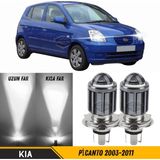 Caralp Kia Picanto 2003-2011 Uyumlu Mercekli Far Ampulü LED Xenon Beyaz Renk Far Şimşek Etkili Csp LED Lamba Uzun Kısa 2 Adet Takım