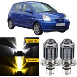 Caralp Kia Picanto 2003-2011 Uyumlu Mercekli Far Ampulü LED Xenon Çift Renk Sarı-Beyaz Far Şimşek Etkili Csp LED Lamba Uzun Kısa 2 Adet Takım - Sarı - Beyaz