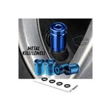 caralp Kilitlemeli Sibop Kapağı Alyanlı Sibop Kapağı Araba Motosiklet Bisiklet Metal Sıkmalı Mavi 4 lü Set