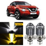 Caralp Nissan Juke 2010-2014 Makyajsız Kasa Uyumlu Mercekli Far Ampulü LED Xenon Çift Renk Sarı-Beyaz Far Şimşek Etkili Csp LED Lamba Uzun Kısa 2 Adet Takım - Sarı - Beyaz