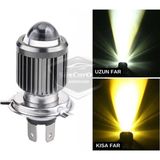 Caralp Otomobil Araç Motosiklet Mercekli Far Ampulü LED Far Çift Renk Sarı-Beyaz Csp LED Lamba Delici Yayıcı Uzun Kısa 1 Adet H4 - Sarı - Beyaz