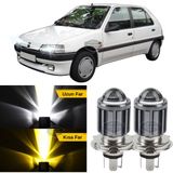 Caralp Peugeot 106 1991-2004 Uyumlu Mercekli Far Ampulü LED Xenon Çift Renk Sarı-Beyaz Far Şimşek Etkili Csp LED Lamba Uzun Kısa 2 Adet Takım - Sarı - Beyaz