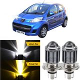 Caralp Peugeot 107 2007-2013 Uyumlu Mercekli Far Ampulü LED Xenon Çift Renk Sarı-Beyaz Far Şimşek Etkili Csp LED Lamba Uzun Kısa 2 Adet Takım - Sarı - Beyaz
