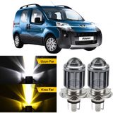 Caralp Peugeot Bipper 2008-2022 Uyumlu Mercekli Far Ampulü LED Xenon Çift Renk Sarı-Beyaz Far Şimşek Etkili Csp LED Lamba Uzun Kısa 2 Adet Takım - Sarı - Beyaz
