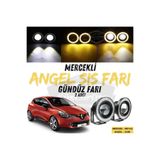caralp Renault Clio 4 2012-2020 Uyumlu Mercekli Angel Sis Farı Metal 76 mm Sarı Halkalı Gündüz Farı 2 Adet