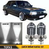 Caralp Tofaş Şahin Doğan Kartal 131 Uyumlu Mercekli Far Ampulü LED Xenon Beyaz Renk Far Şimşek Etkili Csp LED Lamba Uzun Kısa 2 Adet Takım