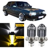 Caralp Tofaş Şahin Doğan Kartal 131 Uyumlu Mercekli Far Ampulü LED Xenon Çift Renk Sarı-Beyaz Far Şimşek Etkili Csp LED Lamba Uzun Kısa 2 Adet Takım - Sarı - Beyaz
