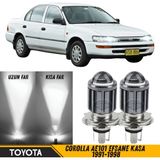 Caralp Toyota Corolla AE101 Efsane Kasa 1991-1998 Uyumlu Mercekli Far Ampulü LED Xenon Beyaz Renk Far Şimşek Etkili Csp LED Lamba Uzun Kısa 2 Adet Takım