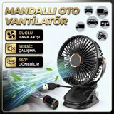 Caralp Üniversal Mandallı Oto Ofis Araç Içi Torpido Üstü Vantilatör USB ve Çakmak Girişli Tak Çalıştır Soğutucu Fan 360° Dönebilen Ultra Sessiz Oynar Başlıklı 6\'\' Araç Fanı - 1 Adet