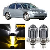 Caralp Vw Bora 1998-2006 Uyumlu Mercekli Far Ampulü LED Xenon Çift Renk Sarı-Beyaz Far Şimşek Etkili Csp LED Lamba Uzun Kısa 2 Adet Takım - Sarı - Beyaz