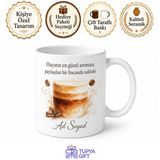 Caramel Macchiato Temalı Baskılı Kupa Bardak Kahve Severlere Özel Hediye