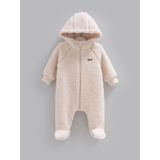 Caramell %100 Pamuk Kız Bebek Tulumu Welsoft Peluş Kışlık Tulum (1-3 ,3-6 Aylar Kendinden Patikli ve 6-9 , 9-12 Aylar Patiksiz) - Bej - 9 - 12 Ay