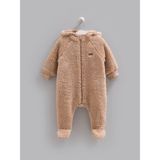 Caramell %100 Pamuk Kız Bebek Tulumu Welsoft Peluş Kışlık Tulum (1-3 ,3-6 Aylar Kendinden Patikli ve 6-9 , 9-12 Aylar Patiksiz) - Kahve - 9 - 12 Ay