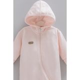 Caramell 3 Iplik Şardonlu Kız Bebek Tulumu Kışlık Içi Tüylü Kapüşonlu Tulum - Pembe - 1 - 3 Ay