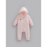 Caramell 3 Iplik Şardonlu Kız Bebek Tulumu Kışlık Içi Tüylü Kapüşonlu Tulum - Pembe - 3 - 6 Ay