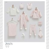 Caramell Barbosa Cute Rabbit Nakışlı 10'lu Yenidoğan Kız Bebek Hastane Çıkışı (56-62CM) ZK1474 Yeni Sezon 2025 - 0 - 3 Ay - Pembe