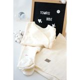 Caramell Çiçek Desenli Yenidoğan3'lü SET-%100 Pamuklu Zıbın,pantolon ve Müslin Battaniye - Krem