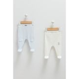 Caramell Dokulu Detay Bebek Ikili Pantolon - Mavi - 0 - 1 Ay