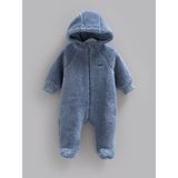 Caramell Erkek Bebek Tulumu Welsoft Kapüşonlu Peluş Kışlık Tulum (1-3 ,3-6 Aylar Kendinden Patikli ve 6-9 , 9-12 Aylar Patiksiz) - Lacivert - 3 - 6 Ay