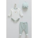 Caramell Little Emu Hello Forest 3'lü Takım Body Pantolon Şapka - Yeşil