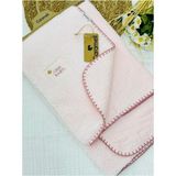 Caramell Müslin ve Welsoft Bebek Battaniyesi Yumuşak Çift Taraflı 80x90 cm Pembe Renk