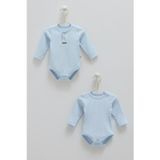 Caramell SOFT COLOUR UZUN KOLLU ÇITÇITLI İKİLİ BODY - CARAMELL - BU1592 - Mavi - 1 - 3 Ay - BU1592-Mavi-1 - 3 Ay Mavi