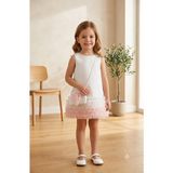 Caramell Wecan Eteği Fırfırlı Incili Çantalı Kız Bebek Elbisesi - Beyaz - 4 Yaş